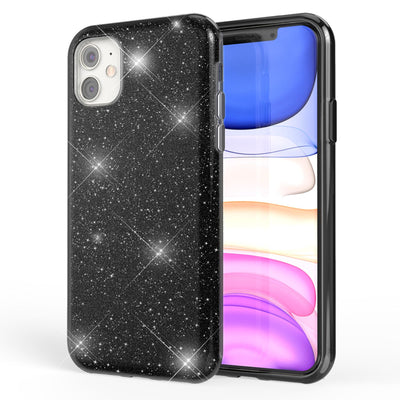 NALIA Glitzerhülle für iPhone 11 – Funkelnder Glitzer-Look & Grip – SHINEPOP (Silikon Case) – Marke aus Berlin Schwarz NALIA Protective Hülle