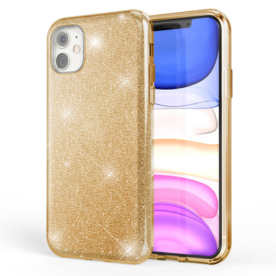 NALIA Glitzerhülle für iPhone 11 – Funkelnder Glitzer-Look & Grip – SHINEPOP (Silikon Case) – Marke aus Berlin Gold NALIA Protective Hülle