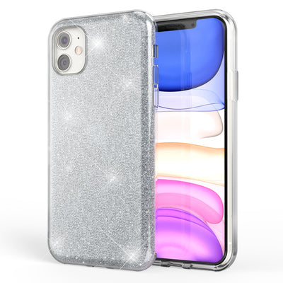 NALIA Glitzerhülle für iPhone 11 – Funkelnder Glitzer-Look & Grip – SHINEPOP (Silikon Case) – Marke aus Berlin Silber NALIA Protective Hülle