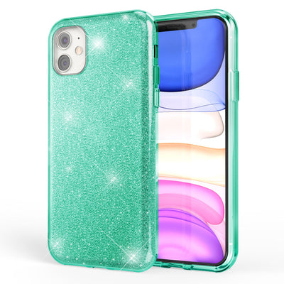 NALIA Glitzerhülle für iPhone 11 – Funkelnder Glitzer-Look & Grip – SHINEPOP (Silikon Case) – Marke aus Berlin Mint-Grün NALIA Protective Hülle