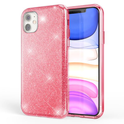 NALIA Glitzerhülle für iPhone 11 – Funkelnder Glitzer-Look & Grip – SHINEPOP (Silikon Case) – Marke aus Berlin Pink NALIA Protective Hülle