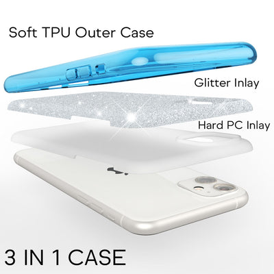 NALIA Glitzerhülle für iPhone 11 – Funkelnder Glitzer-Look & Grip – SHINEPOP (Silikon Case) – Marke aus Berlin Lila NALIA Protective Hülle