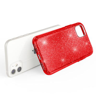 NALIA Glitzerhülle für iPhone 11 – Funkelnder Glitzer-Look & Grip – SHINEPOP (Silikon Case) – Marke aus Berlin Rot NALIA Protective Hülle