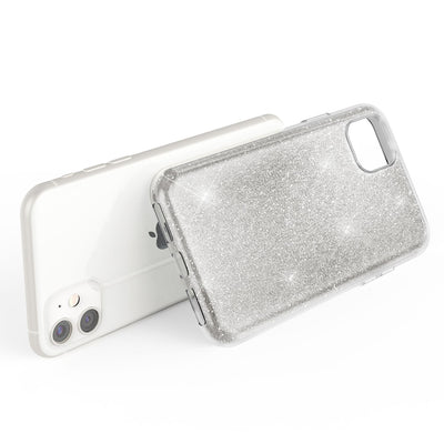 NALIA Glitzerhülle für iPhone 11 – Funkelnder Glitzer-Look & Grip – SHINEPOP (Silikon Case) – Marke aus Berlin Silber NALIA Protective Hülle