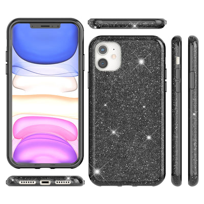 NALIA Glitzerhülle für iPhone 11 – Funkelnder Glitzer-Look & Grip – SHINEPOP (Silikon Case) – Marke aus Berlin Schwarz NALIA Protective Hülle