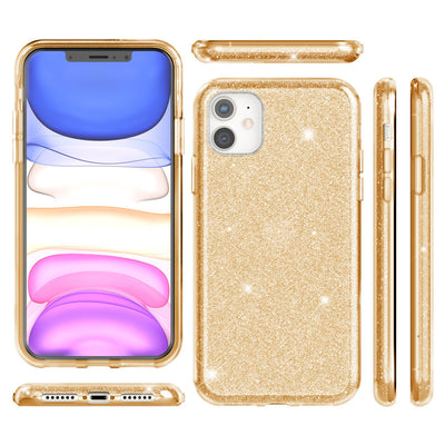 NALIA Glitzerhülle für iPhone 11 – Funkelnder Glitzer-Look & Grip – SHINEPOP (Silikon Case) – Marke aus Berlin Gold NALIA Protective Hülle