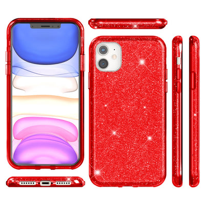 NALIA Glitzerhülle für iPhone 11 – Funkelnder Glitzer-Look & Grip – SHINEPOP (Silikon Case) – Marke aus Berlin Rot NALIA Protective Hülle