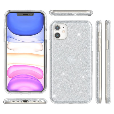 NALIA Glitzerhülle für iPhone 11 – Funkelnder Glitzer-Look & Grip – SHINEPOP (Silikon Case) – Marke aus Berlin Silber NALIA Protective Hülle