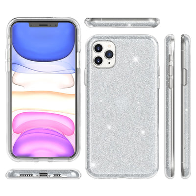 NALIA Glitzerhülle für iPhone 11 Pro Max – Funkelnder Glitzer-Look & Grip – SHINEPOP (Silikon Case) – Marke aus Berlin Silber NALIA Protective Hülle