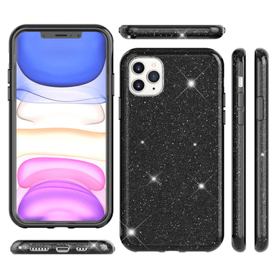 NALIA Glitzerhülle für iPhone 11 Pro Max – Funkelnder Glitzer-Look & Grip – SHINEPOP (Silikon Case) – Marke aus Berlin Schwarz NALIA Protective Hülle