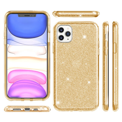 NALIA Glitzerhülle für iPhone 11 Pro Max – Funkelnder Glitzer-Look & Grip – SHINEPOP (Silikon Case) – Marke aus Berlin Gold NALIA Protective Hülle