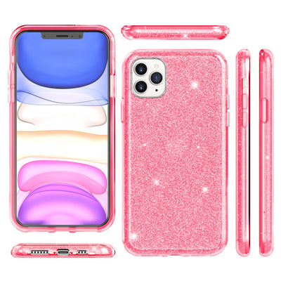 NALIA Glitzerhülle für iPhone 11 Pro Max – Funkelnder Glitzer-Look & Grip – SHINEPOP (Silikon Case) – Marke aus Berlin Pink NALIA Protective Hülle