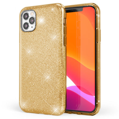 NALIA Glitzerhülle für iPhone 11 Pro Max – Funkelnder Glitzer-Look & Grip – SHINEPOP (Silikon Case) – Marke aus Berlin Gold NALIA Protective Hülle