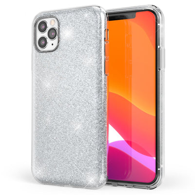 NALIA Glitzerhülle für iPhone 11 Pro Max – Funkelnder Glitzer-Look & Grip – SHINEPOP (Silikon Case) – Marke aus Berlin Silber NALIA Protective Hülle