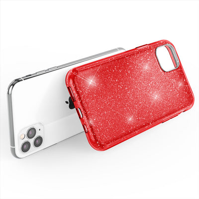 NALIA Glitzerhülle für iPhone 11 Pro Max – Funkelnder Glitzer-Look & Grip – SHINEPOP (Silikon Case) – Marke aus Berlin Rot NALIA Protective Hülle
