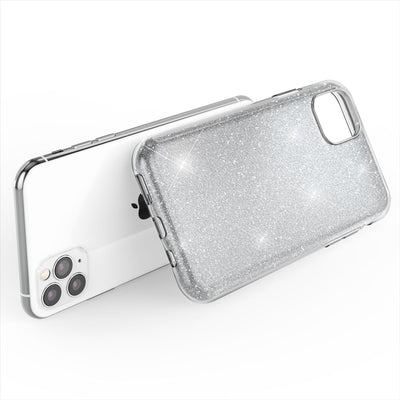 NALIA Glitzerhülle für iPhone 11 Pro Max – Funkelnder Glitzer-Look & Grip – SHINEPOP (Silikon Case) – Marke aus Berlin Silber NALIA Protective Hülle
