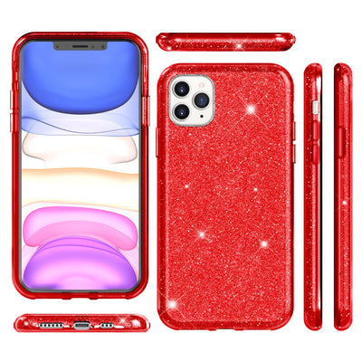 NALIA Glitzerhülle für iPhone 11 Pro – Funkelnder Glitzer-Look & Grip – SHINEPOP (Silikon Case) – Marke aus Berlin Rot NALIA Protective Hülle
