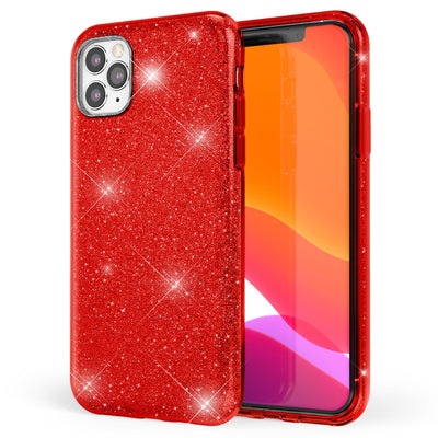 NALIA Glitzerhülle für iPhone 11 Pro – Funkelnder Glitzer-Look & Grip – SHINEPOP (Silikon Case) – Marke aus Berlin Rot NALIA Protective Hülle