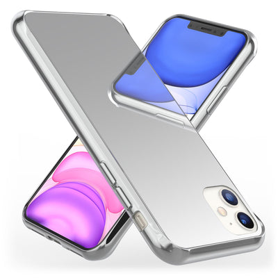 NALIA Spiegelhülle für iPhone 11 – Echtes Glas (9H Spiegel & Robust) – RAYN (Premium Hardcase & Silikon Bumper) – Marke aus Berlin Silber NALIA Protective Hülle
