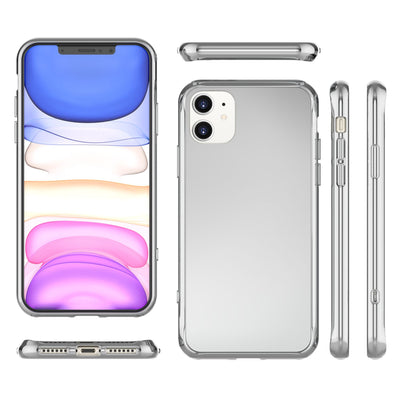 NALIA Spiegelhülle für iPhone 11 – Echtes Glas (9H Spiegel & Robust) – RAYN (Premium Hardcase & Silikon Bumper) – Marke aus Berlin Silber NALIA Protective Hülle