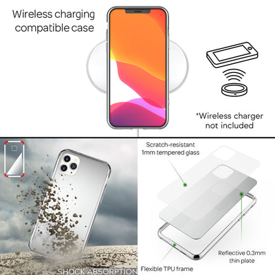 NALIA Spiegelhülle für iPhone 11 Pro – Echtes Glas (9H Spiegel & Robust) – RAYN (Premium Hardcase & Silikon Bumper) – Marke aus Berlin Silber NALIA Protective Hülle
