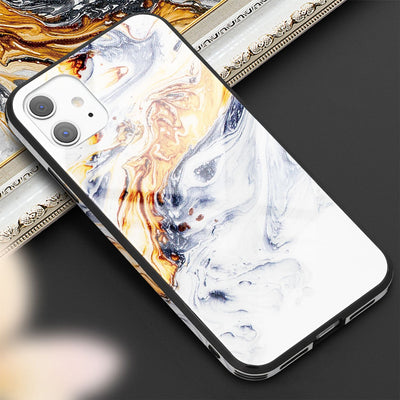 NALIA Hartglas Cover kompatibel mit iPhone 11 Hülle, Marmor Design Hard-Case aus 9H Tempered Glass & Silikon Bumper, Robuste Handyhülle Phone Schutzhülle Handy-Tasche Gold Grau NALIA Protective Hülle