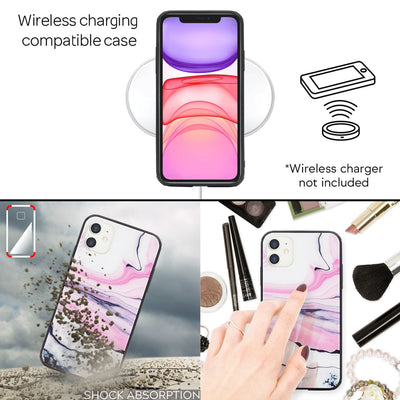 NALIA Hartglas Cover kompatibel mit iPhone 11 Hülle, Marmor Design Hard-Case aus 9H Tempered Glass & Silikon Bumper, Robuste Handyhülle Phone Schutzhülle Handy-Tasche Türkis Gold NALIA Protective Hülle