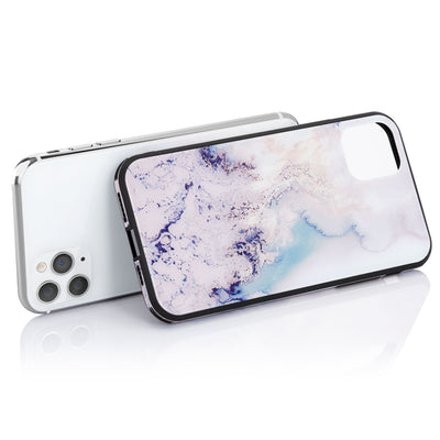NALIA Marmor Glas Case für iPhone 11 Pro Max – Robustes 9H Echtglas – MARBELLE (Silikon Bumper & Grip) – Marke aus Berlin Rosa Blau NALIA Protective Hülle