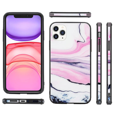 NALIA Marmor Glas Case für iPhone 11 Pro Max – Robustes 9H Echtglas – MARBELLE (Silikon Bumper & Grip) – Marke aus Berlin Blau Türkis NALIA Protective Hülle