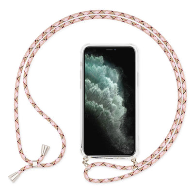 NALIA Handykette für iPhone 11 – Transparentes Hybrid-Case & Band – HANGIT (Anti-Gelb Rückseite & Verstellbar) – Marke aus Berlin Pink Weiß NALIA Transparente Hülle