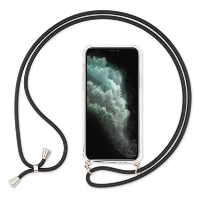 NALIA Handykette für iPhone 11 Pro Max – Transparentes Hybrid-Case & Band – HANGIT (Anti-Gelb Rückseite & Verstellbar) – Marke aus Berlin Schwarz NALIA Transparente Hülle