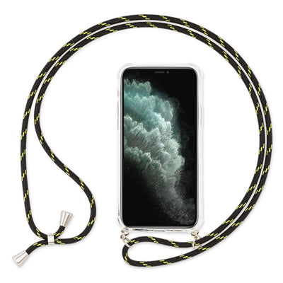 NALIA Handykette für iPhone 11 Pro Max – Transparentes Hybrid-Case & Band – HANGIT (Anti-Gelb Rückseite & Verstellbar) – Marke aus Berlin Schwarz Gelb NALIA Transparente Hülle