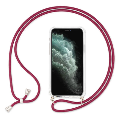 NALIA Handykette für iPhone 11 Pro Max – Transparentes Hybrid-Case & Band – HANGIT (Anti-Gelb Rückseite & Verstellbar) – Marke aus Berlin Rot NALIA Transparente Hülle