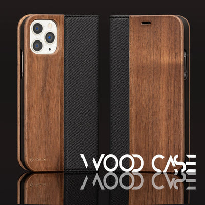 NALIA Echt-Holz Flipcase kompatibel mit iPhone 11 Pro Max Hülle, Premium Wood Etui Handyhülle mit Klappe, Handy-Tasche Phone Case Cover Schutzhülle Flipcover Klapphülle Rundum Schutz Bumper - Walnuss Default Title NALIA Protective Hülle