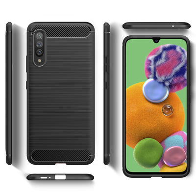 NALIA Silikonhülle für Samsung Galaxy A90 5G – Rutschfest & Matt – VORTEX (Gebürstete Optik & Carbon Design) – Marke aus Berlin Default Title NALIA Protective Hülle