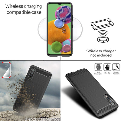 NALIA Silikonhülle für Samsung Galaxy A90 5G – Rutschfest & Matt – VORTEX (Gebürstete Optik & Carbon Design) – Marke aus Berlin Default Title NALIA Protective Hülle