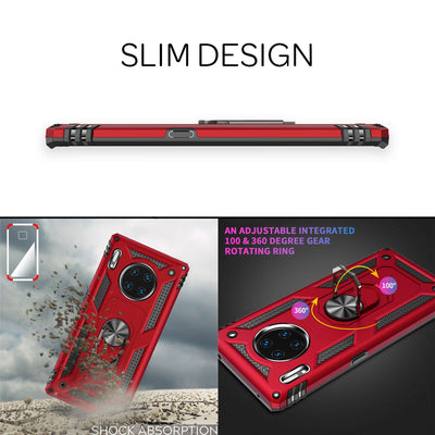 NALIA Panzerhülle für Huawei Mate 30 Pro – Ring-Ständer 360° & Magnet-Halterung Kompatibel – RINGDEFEND (Stoßfestes Outdoor Case) – Marke aus Berlin Schwarz NALIA Protective Hülle