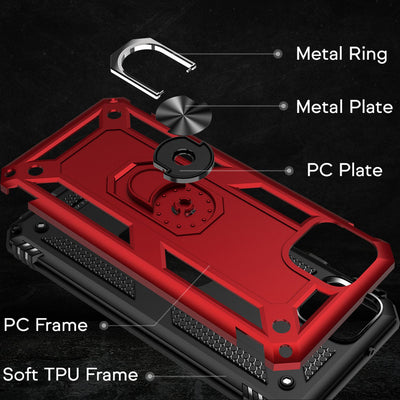 NALIA Panzerhülle für Google Pixel 4 – Ring-Ständer 360° & Magnet-Halterung Kompatibel – RINGDEFEND (Stoßfestes Outdoor Case) – Marke aus Berlin Schwarz NALIA Protective Hülle