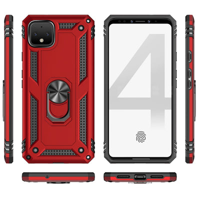 NALIA Panzerhülle für Google Pixel 4 – Ring-Ständer 360° & Magnet-Halterung Kompatibel – RINGDEFEND (Stoßfestes Outdoor Case) – Marke aus Berlin Schwarz NALIA Protective Hülle
