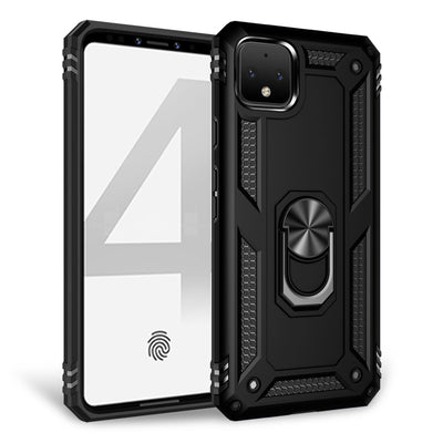 NALIA Panzerhülle für Google Pixel 4 XL – Ring-Ständer 360° & Magnet-Halterung Kompatibel – RINGDEFEND (Stoßfestes Outdoor Case) – Marke aus Berlin Schwarz NALIA Outdoor Hülle