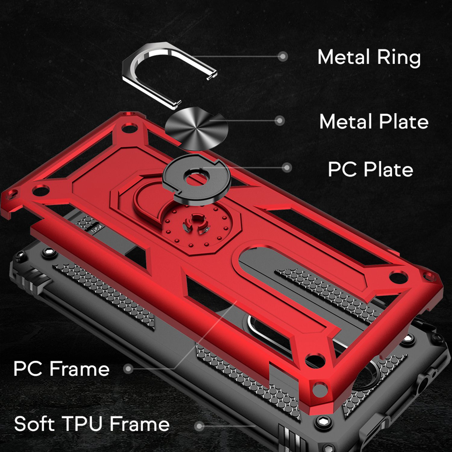 NALIA Ring Case für Xiaomi Mi 9T / 9T Pro Hülle, Stoßfeste Handyhülle mit Halter Schwarz NALIA Outdoor Hülle