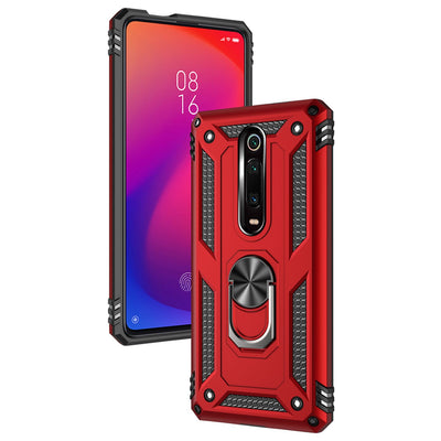 NALIA Panzerhülle für Xiaomi Mi 9T / 9T Pro – Ring-Ständer 360° & Magnet-Halterung Kompatibel – RINGDEFEND (Stoßfestes Outdoor Case) – Marke aus Berlin Schwarz NALIA Outdoor Hülle