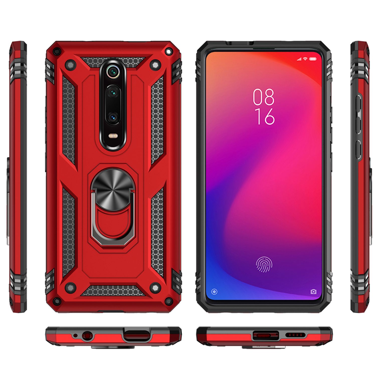 NALIA Ring Case für Xiaomi Mi 9T / 9T Pro Hülle, Stoßfeste Handyhülle mit Halter Schwarz NALIA Outdoor Hülle
