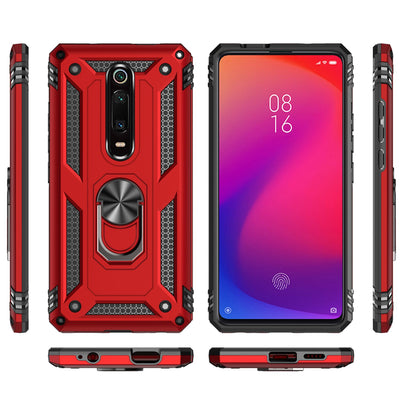 NALIA Panzerhülle für Xiaomi Mi 9T / 9T Pro – Ring-Ständer 360° & Magnet-Halterung Kompatibel – RINGDEFEND (Stoßfestes Outdoor Case) – Marke aus Berlin Schwarz NALIA Outdoor Hülle