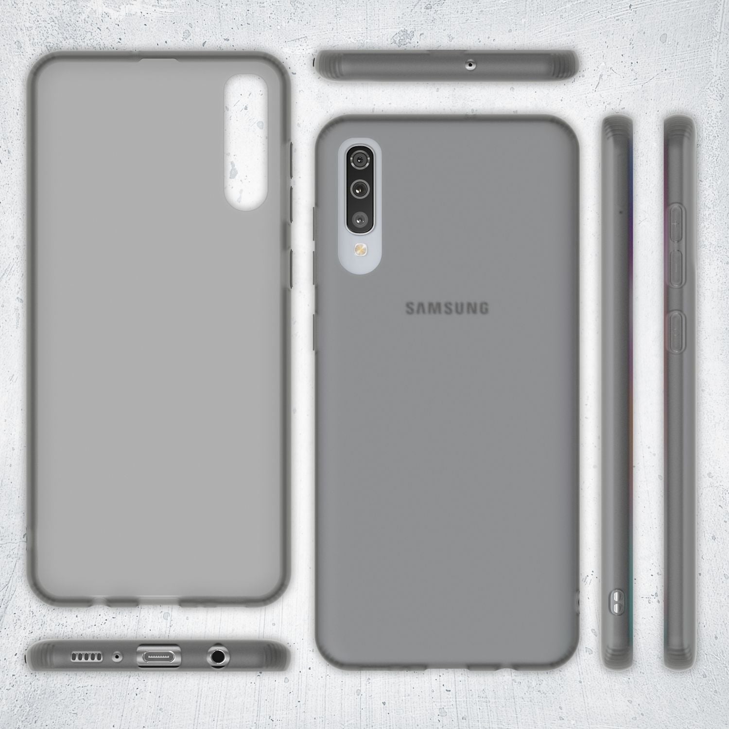 NALIA Handy Handyhülle für Samsung Galaxy A70, Slim Schutz Tasche Case Bumper Etui Schwarz NALIA
