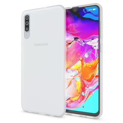 NALIA Silikonhülle kompatibel mit Samsung Galaxy A70 Hülle, Dünne Durchsichtige Handyhülle Ultra-Slim Phone Case Cover, Weiche TPU Gummi Schutzhülle Silikon Handy-Tasche Soft Bumper Weiß NALIA SlimFit Hülle