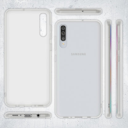 NALIA Handy Handyhülle für Samsung Galaxy A70, Slim Schutz Tasche Case Bumper Etui Weiß NALIA