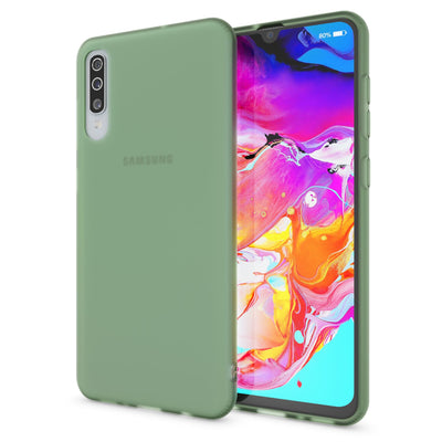 NALIA Silikonhülle kompatibel mit Samsung Galaxy A70 Hülle, Dünne Durchsichtige Handyhülle Ultra-Slim Phone Case Cover, Weiche TPU Gummi Schutzhülle Silikon Handy-Tasche Soft Bumper Dunkel-Grün NALIA SlimFit Hülle