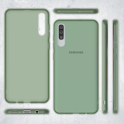 NALIA Silikonhülle kompatibel mit Samsung Galaxy A70 Hülle, Dünne Durchsichtige Handyhülle Ultra-Slim Phone Case Cover, Weiche TPU Gummi Schutzhülle Silikon Handy-Tasche Soft Bumper Dunkel-Grün NALIA SlimFit Hülle