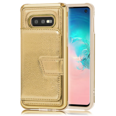NALIA Schutzhülle kompatibel mit Samsung Galaxy S10e Hülle, Case mit Spiegel & Kartenfächern & Magnet-Verschluss, Glänzendes Kunst-Leder Etui Handy-Tasche Mirror Hard-Cover Handyhülle NALIA Protective Hülle